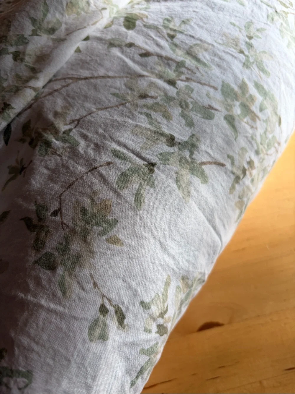 Light Green Floral Cotton  Duvet Cover -